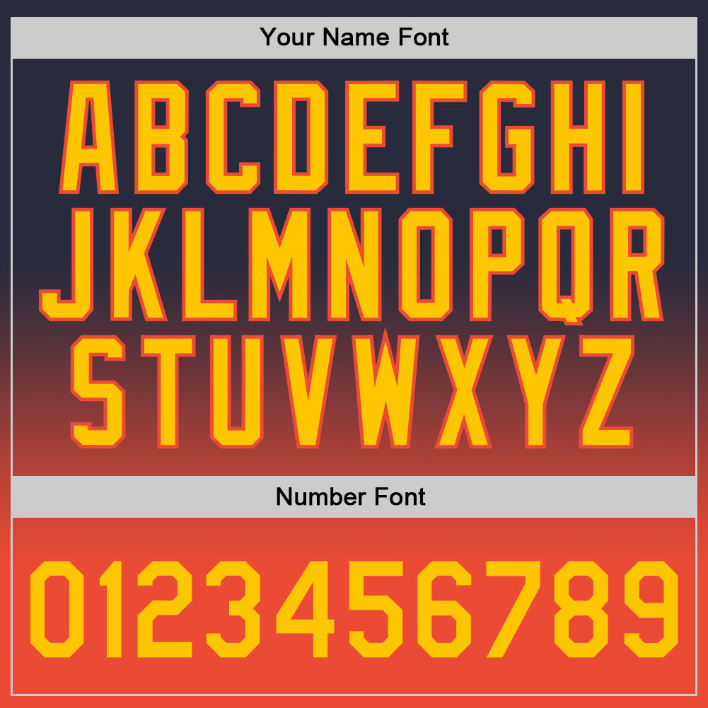 Custom Navy Gold-Orange Authentic Fade Fashion Basketball Jersey