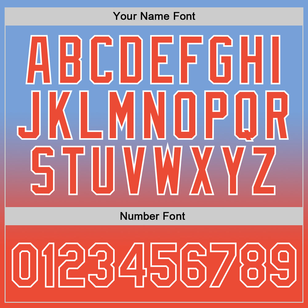 Custom Light Blue Orange-White Authentic Fade Fashion Basketball Jersey