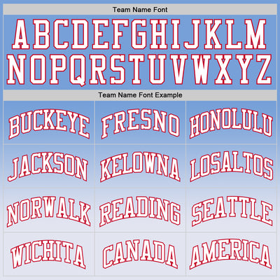 Custom Light Blue White-Red Authentic Fade Fashion Basketball Jersey