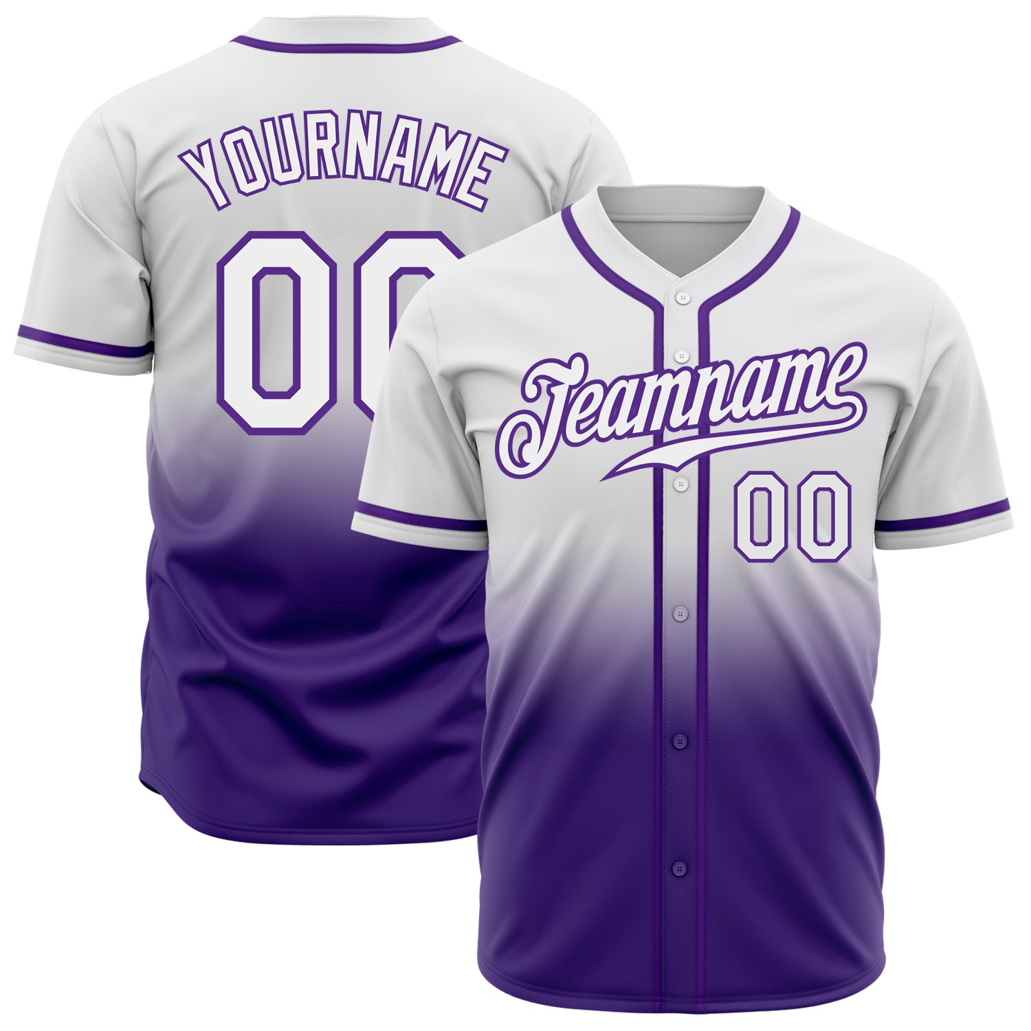 Custom White Purple-Gold Authentic Split Fashion Baseball Jersey