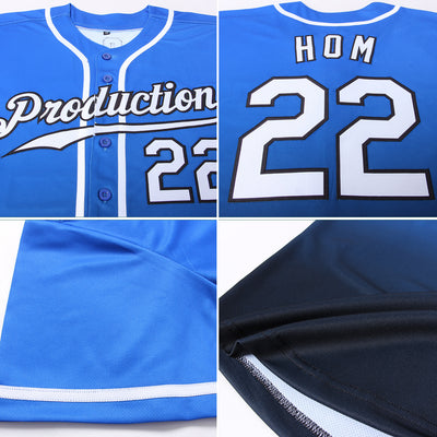 Custom Royal White-Black Authentic Fade Fashion Baseball Jersey