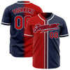 Custom Navy Red-White Authentic Gradient Fashion Baseball Jersey