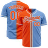 Custom Light Blue Orange-White Authentic Gradient Fashion Baseball Jersey