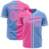 Custom Light Blue Pink-White Authentic Gradient Fashion Baseball Jersey