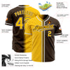 Custom Brown Yellow-White Authentic Gradient Fashion Baseball Jersey