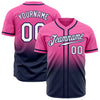 Custom Pink White-Navy Authentic Fade Fashion Baseball Jersey