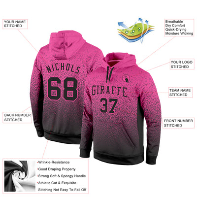 Custom Stitched Pink Black Fade Fashion Sports Pullover Sweatshirt Hoodie