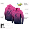 Custom Stitched Pink Navy Fade Fashion Sports Pullover Sweatshirt Hoodie