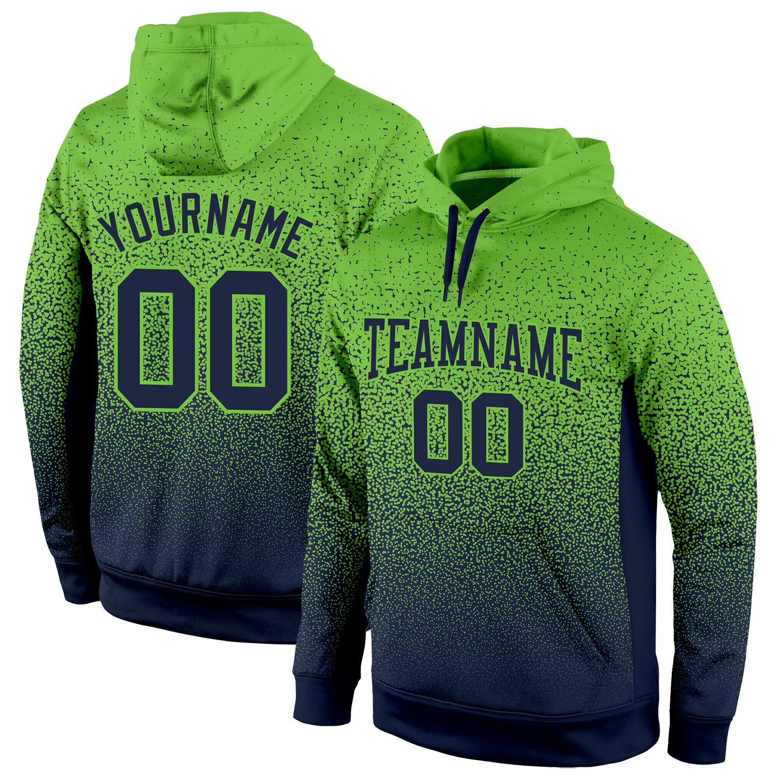 Custom Fade Fashion Sweatshirt Hoodie Neon Green Navy Sports
