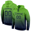 Custom Stitched Neon Green Navy Fade Fashion Sports Pullover Sweatshirt Hoodie