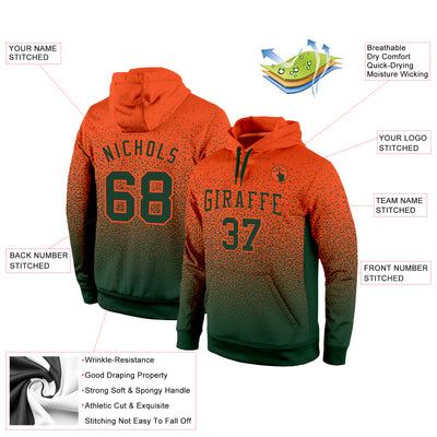 Custom Stitched Orange Green Fade Fashion Sports Pullover Sweatshirt Hoodie