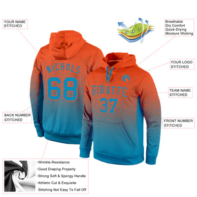 Custom Stitched Orange Panther Blue Fade Fashion Sports Pullover Sweatshirt Hoodie