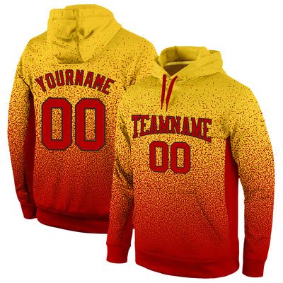 Custom Stitched Gold Red-Black Fade Fashion Sports Pullover Sweatshirt Hoodie