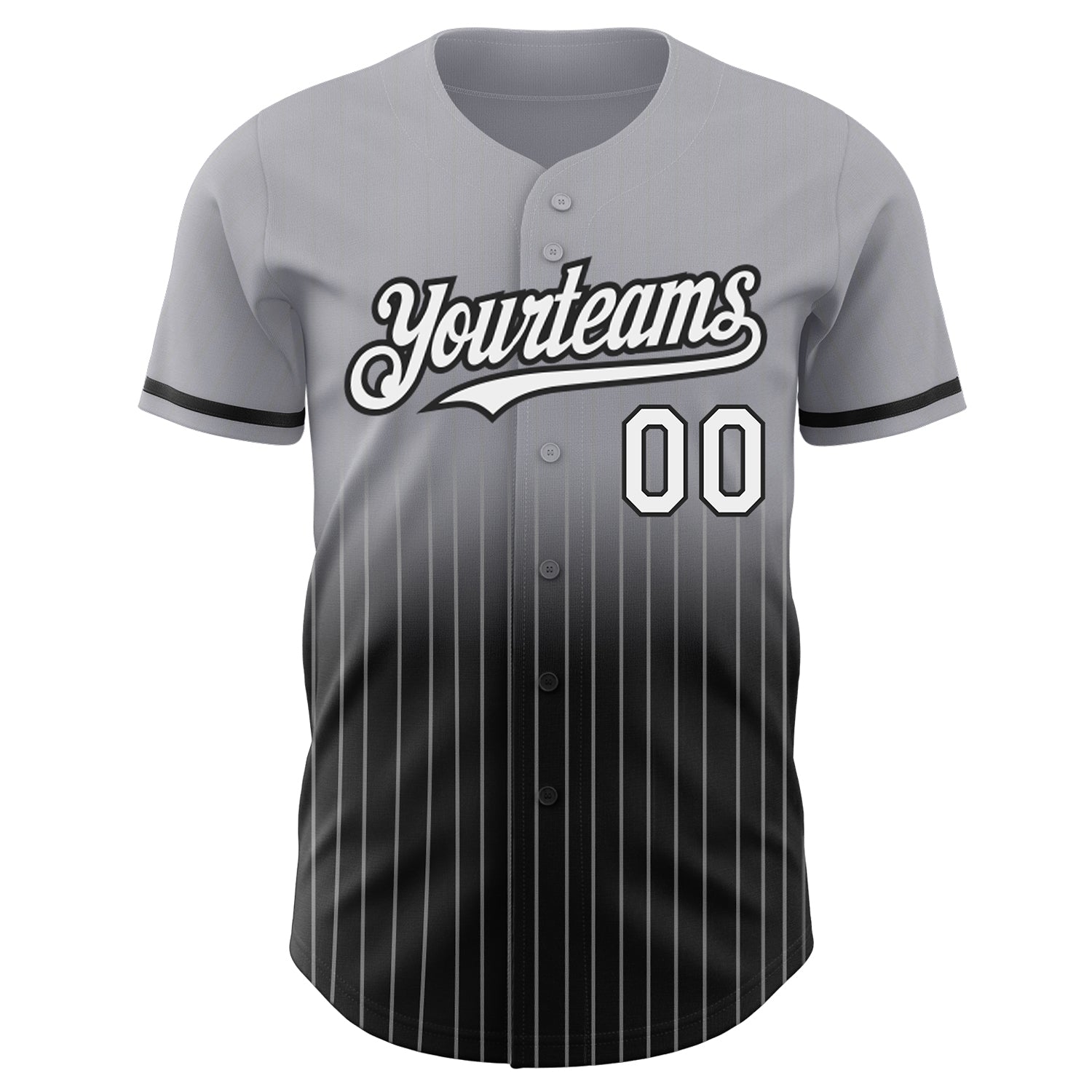 Custom Gray Pinstripe White-Black Authentic Fade Fashion Baseball Jersey