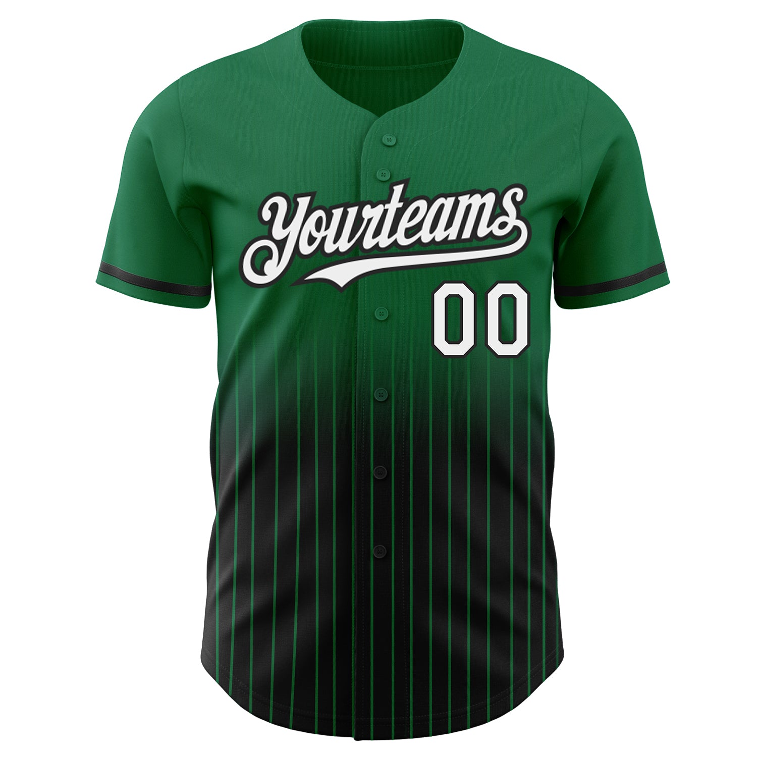 Custom Kelly Green Pinstripe White-Black Authentic Fade Fashion Baseball Jersey