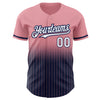 Custom Medium Pink Pinstripe White-Navy Authentic Fade Fashion Baseball Jersey