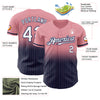 Custom Medium Pink Pinstripe White-Navy Authentic Fade Fashion Baseball Jersey