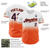 Custom White Pinstripe Navy-Orange Authentic Fade Fashion Baseball Jersey