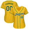 Custom Yellow Green Pinstripe Green-White Authentic Baseball Jersey