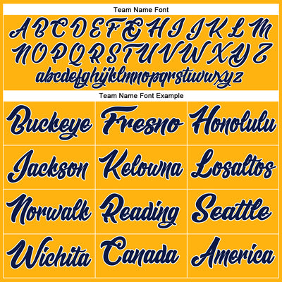 Custom Gold Navy-White Authentic Baseball Jersey