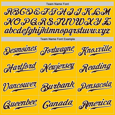 Custom Yellow Brown Pinstripe Brown-White Authentic Baseball Jersey