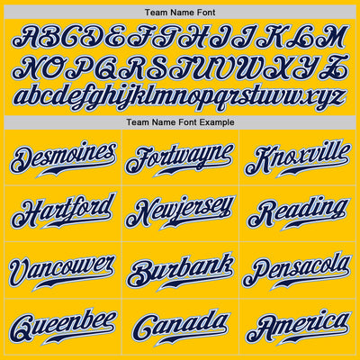 Custom Yellow Navy Pinstripe Navy-Light Blue Authentic Baseball Jersey