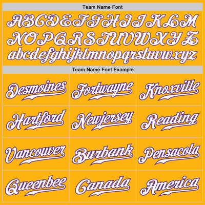 Custom Gold White-Purple Authentic Baseball Jersey