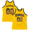 Custom Gold Vintage USA Flag-Black Authentic Throwback Basketball Jersey