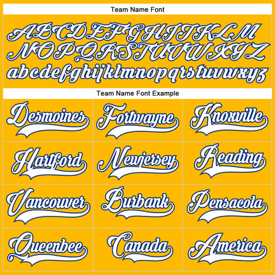 Custom Gold White-Royal Hockey Lace Neck Jersey