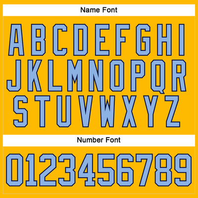 Custom Gold Light Blue-Navy Hockey Lace Neck Jersey