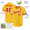 Custom Gold Red-White Authentic Throwback Baseball Jersey
