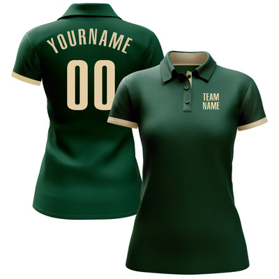 Custom Green Cream Performance Golf Polo Shirt