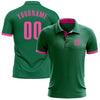 Custom Kelly Green Pink Performance Golf Polo Shirt