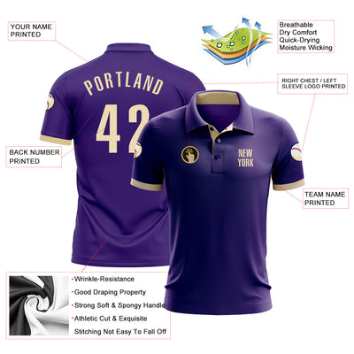 Custom Purple Cream Performance Golf Polo Shirt