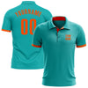 Custom Aqua Orange Performance Golf Polo Shirt