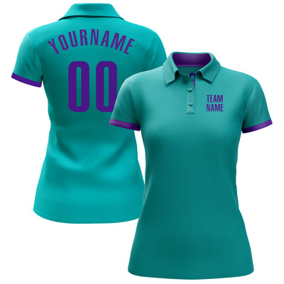 Custom Aqua Purple Performance Golf Polo Shirt