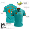 Custom Aqua Texas Orange Performance Golf Polo Shirt