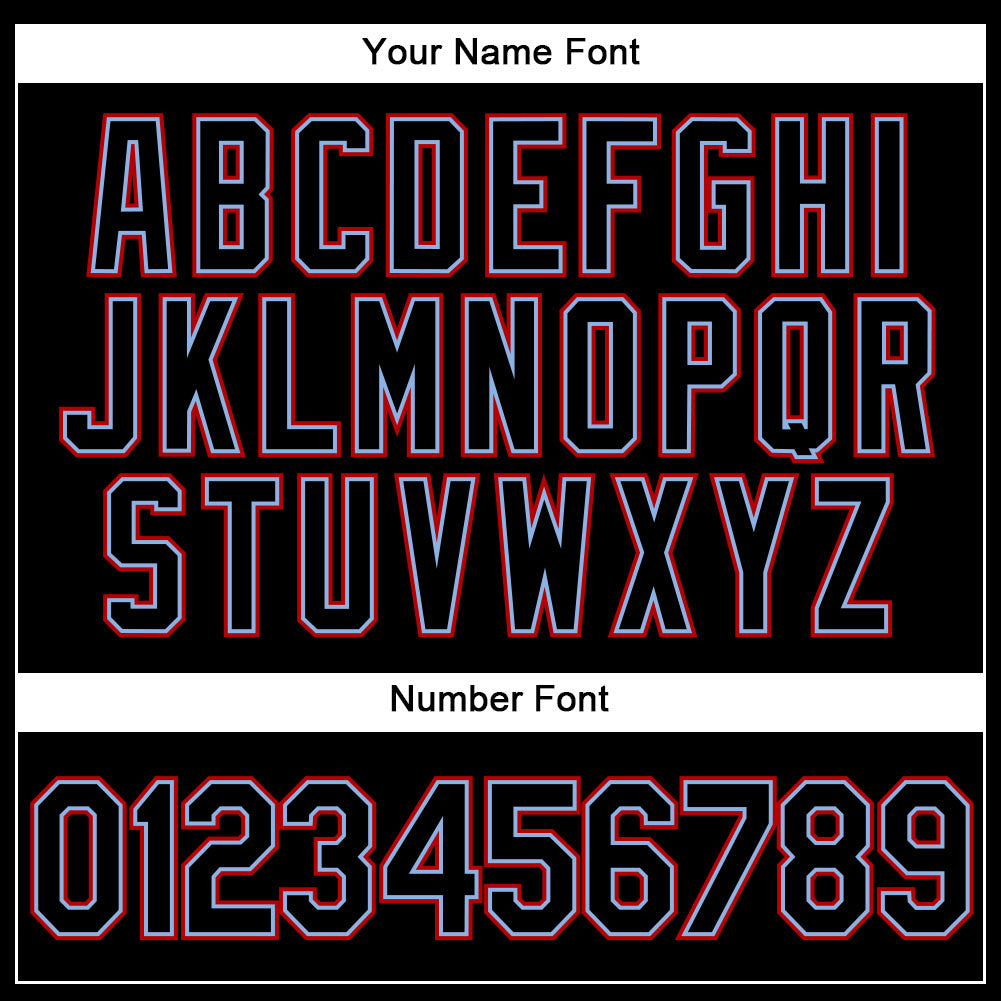 Custom Black Black Light Blue-Red Performance Vapor Golf Polo Shirt