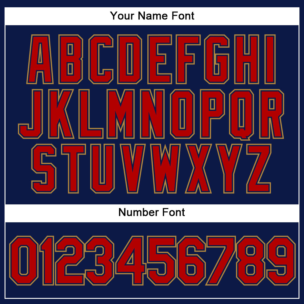 Custom Navy Red-Old Gold Performance Vapor Golf Polo Shirt