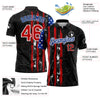 Custom Black Red-Royal 3D Pattern Design Bowling Ball American Flag Performance Golf Polo Shirt