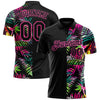 Custom Black Pink 3D Pattern Design Tropical Hawaii Palm Leaves Performance Golf Polo Shirt