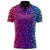Custom Pink Purple-Black 3D Pattern Design Leopard Print Performance Golf Polo Shirt