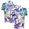 Custom White Light Blue 3D Pattern Design Hawaii Palm Trees Performance Golf Polo Shirt