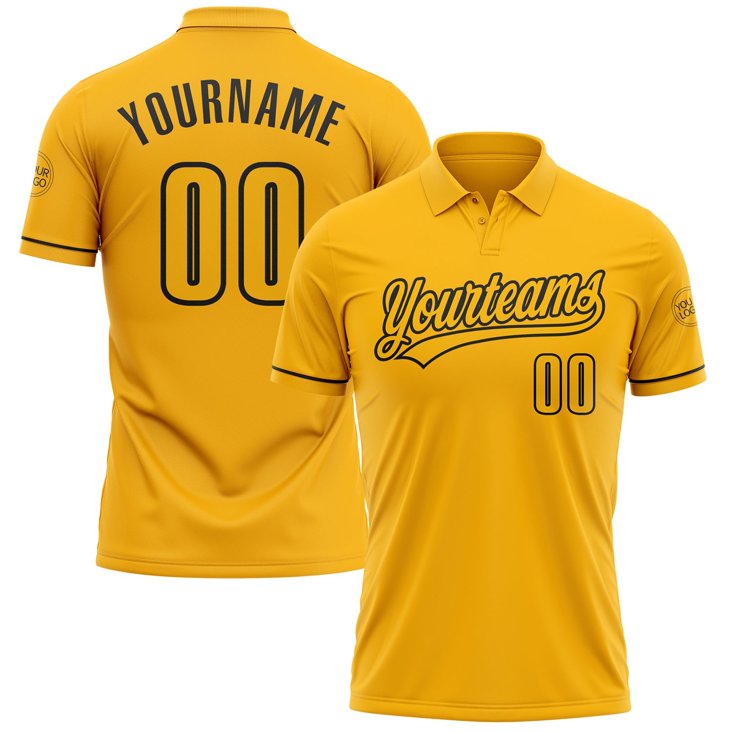 Custom Gold Black Performance Vapor Golf Polo Shirt