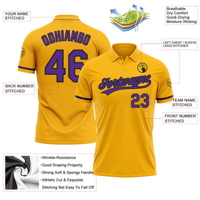 Custom Gold Purple-Black Performance Vapor Golf Polo Shirt