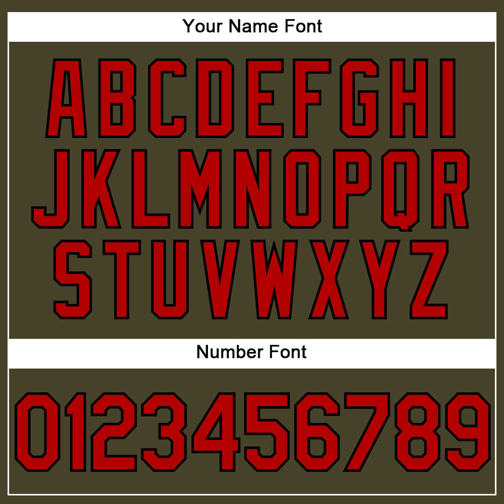 Custom Olive Red-Black Performance Vapor Salute To Service Golf Polo Shirt