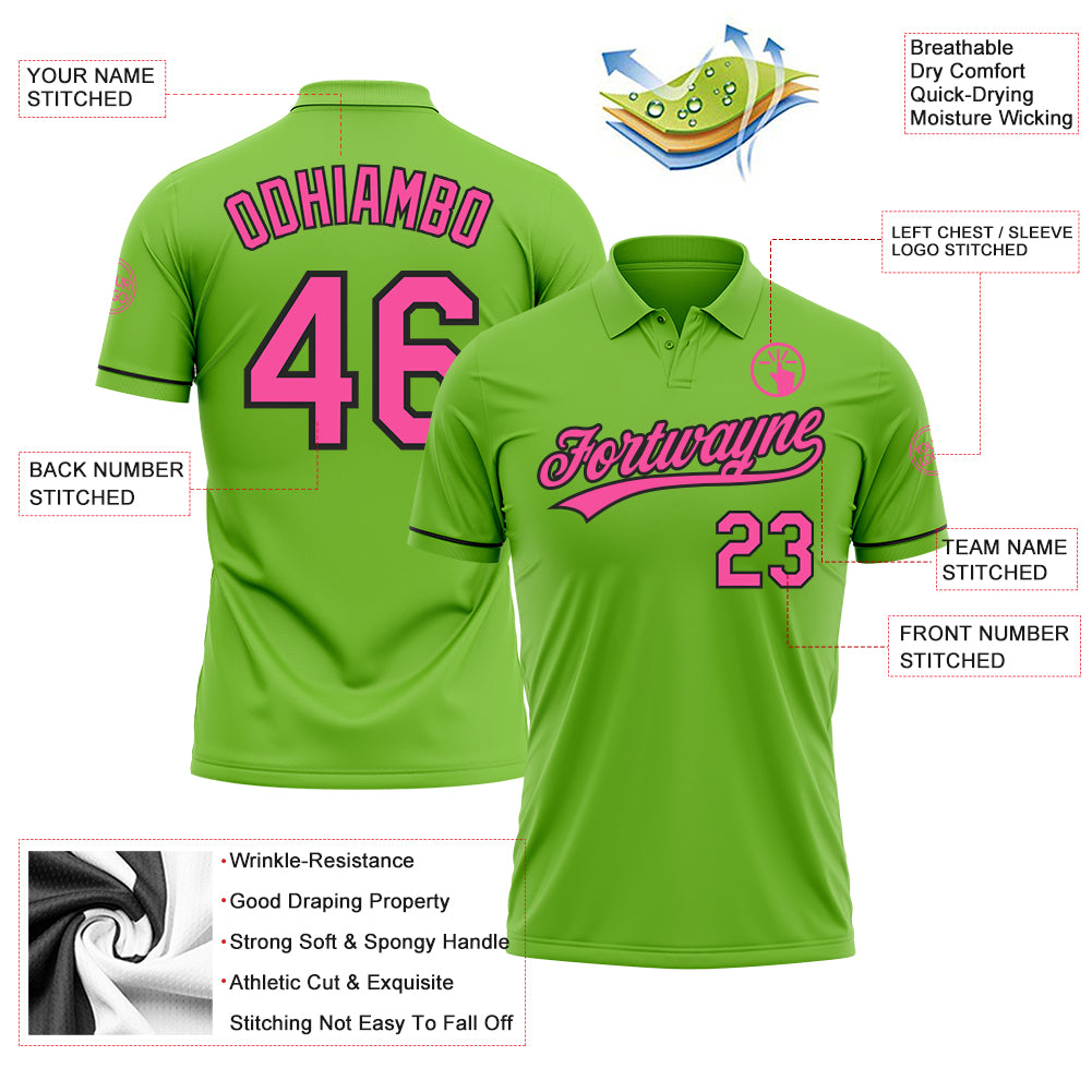 Custom Neon Green Pink-Black Performance Vapor Golf Polo Shirt