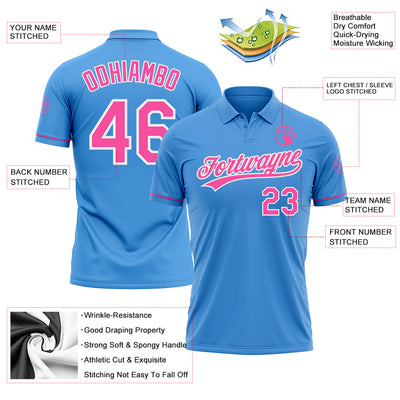Custom Powder Blue Pink-White Performance Vapor Golf Polo Shirt