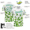 Custom White Kelly Green 3D Pattern Design St.Patrick's Day Performance Golf Polo Shirt