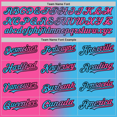 Custom Sky Blue Pink-Black Authentic Gradient Fashion Baseball Jersey